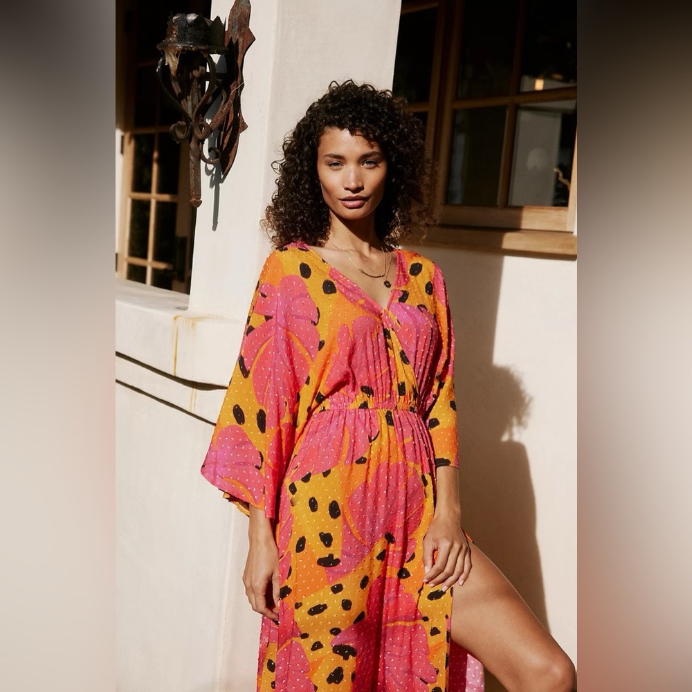 FARM RIO for Anthropologie Banana print maxi dress coverup